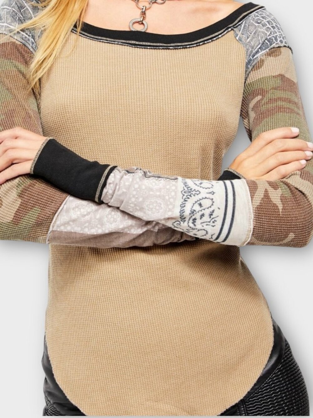 Free People Bright Side Thermal Top Willow Combo